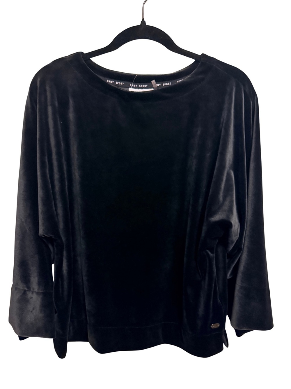 DKNY Sport Black Velvet Long-Sleeve Top